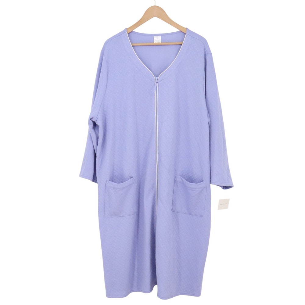 Croft & Barrow Robe Womens 2X Purple Quilted Zip-Front NWT